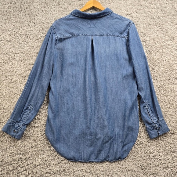 Rails Top Womens Medium Blue Raquel Chambray Lace Up Front Tencel Boho Hippie - Picture 7 of 11